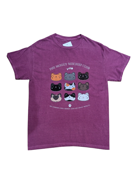 Home of Rainbows - Moggy Mischief Club Tee in Raspberry