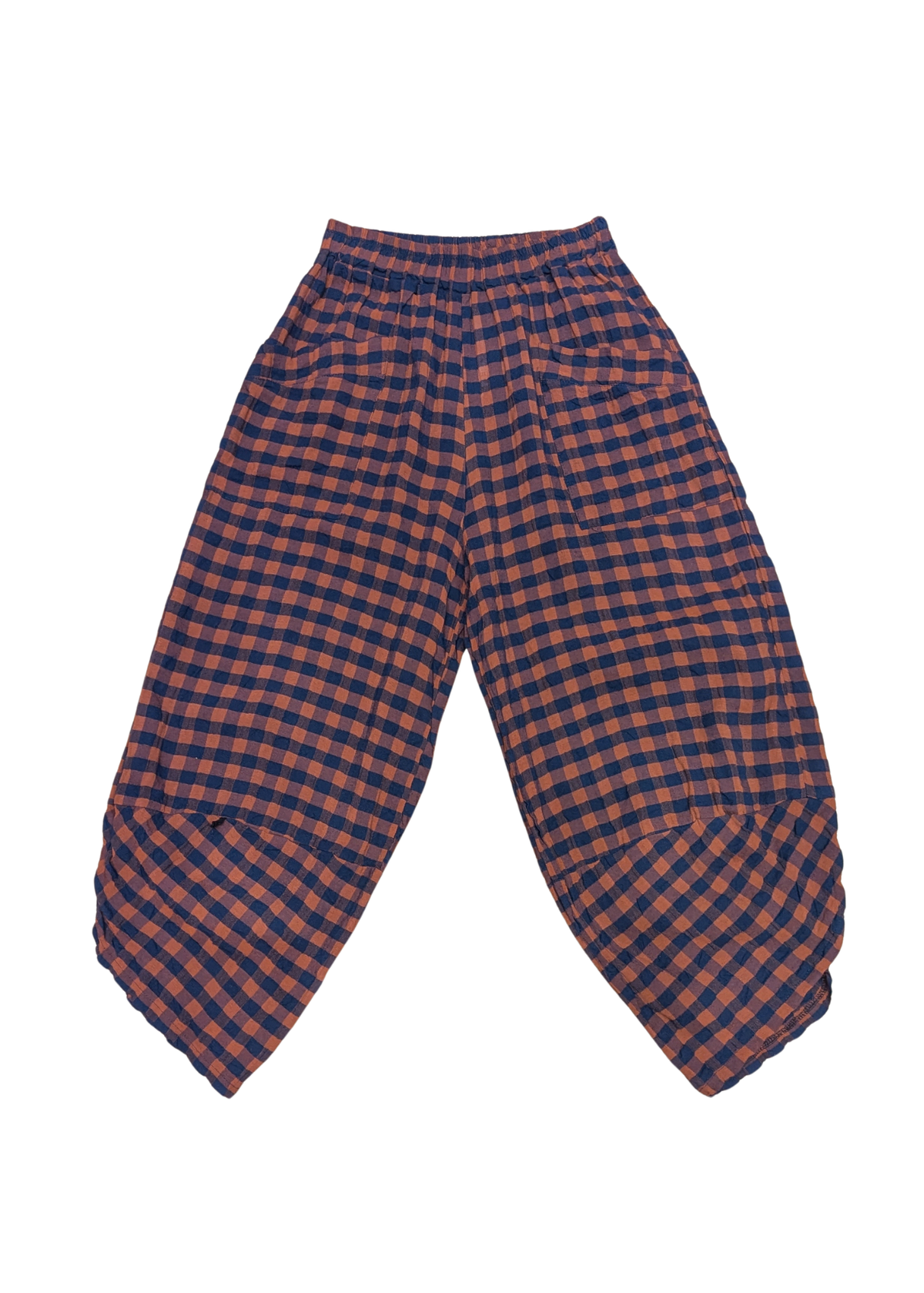The Edit - Orange & Navy Checked Gingham Tulip Cocoon Trousers