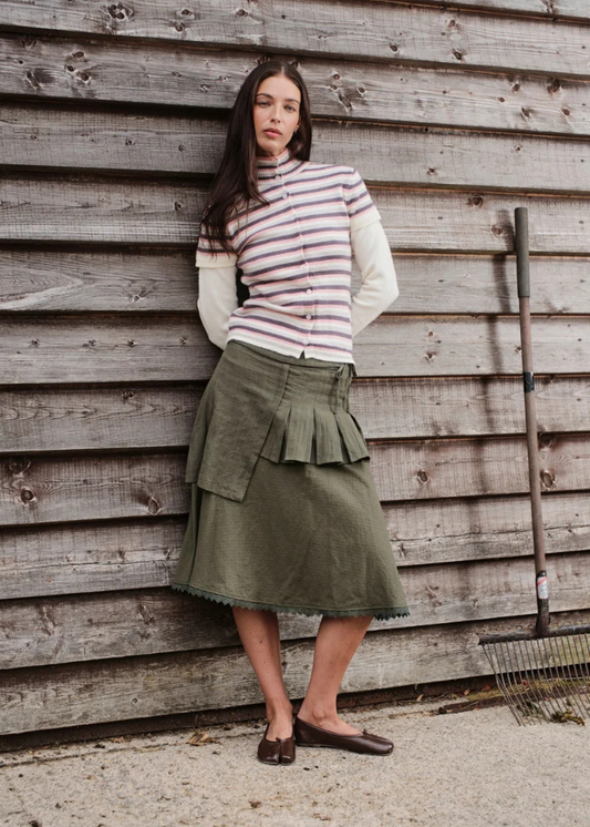 Daisy Street - Echo Khaki Mismatched Tiered Skirt