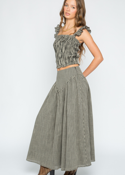 Daisy Street - Starling Black Check Maxi Skirt