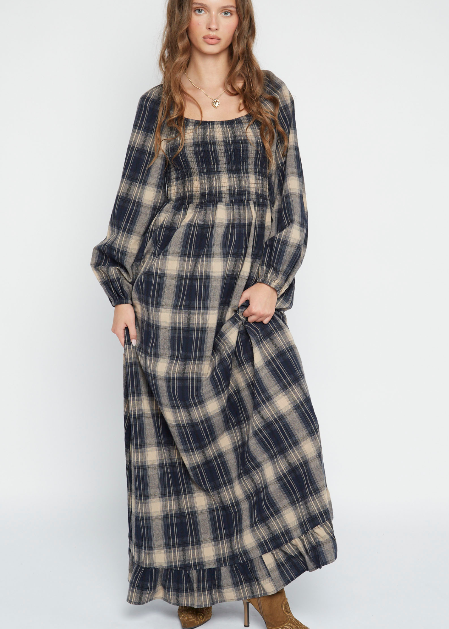 Daisy Street - Shella Check Maxi Dress