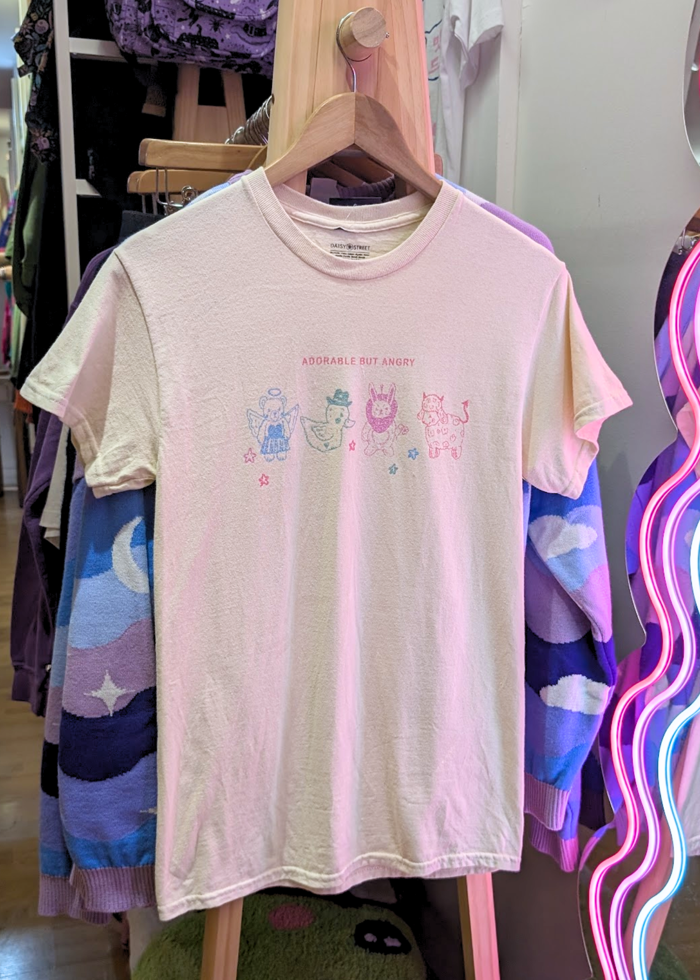 Daisy Street - Cream Adorable but Angry Tee