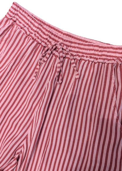 The Edit - Maroon Stripe Linen Trousers