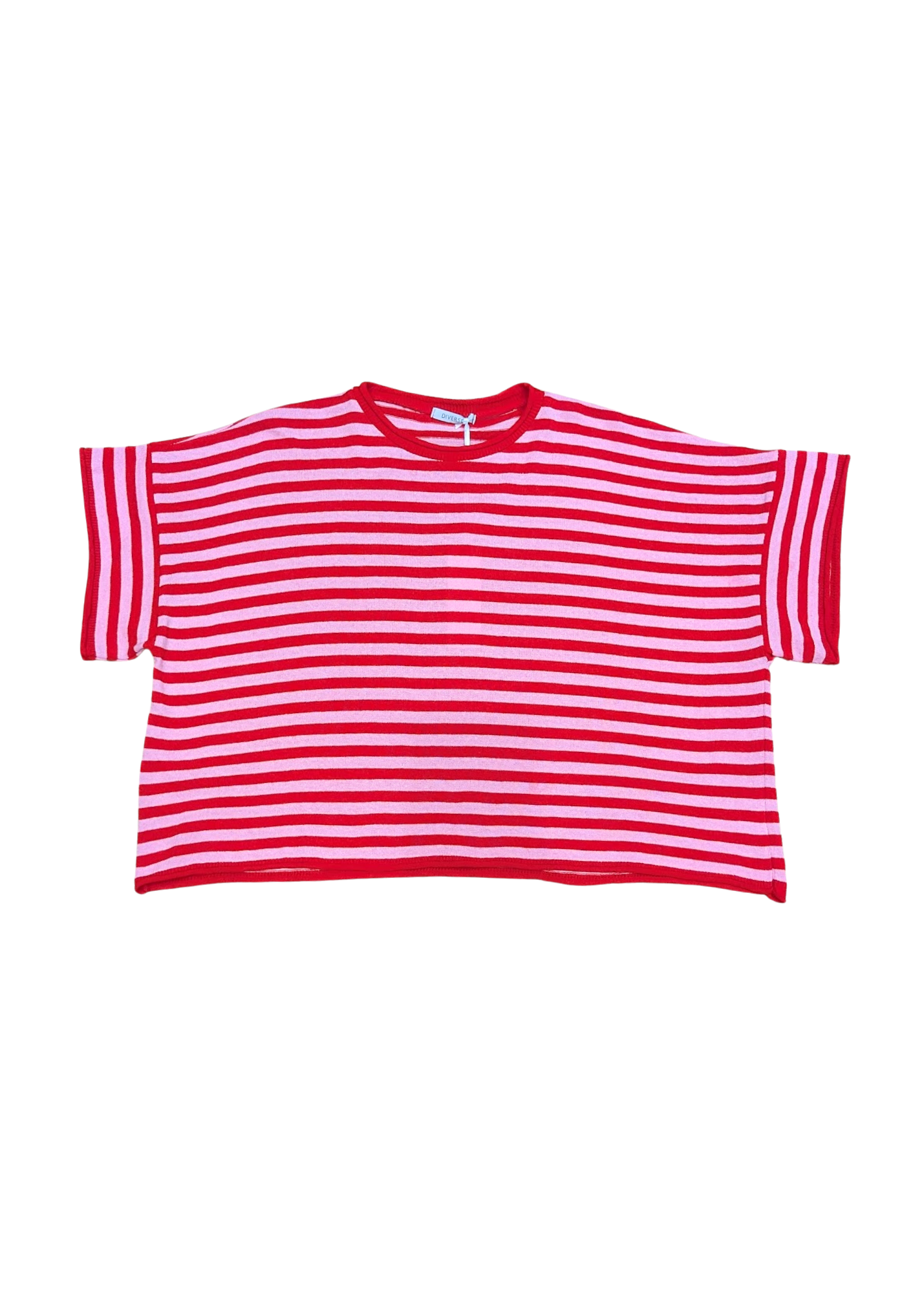 The Edit - Red & Candy Pink Stripe Knit Top