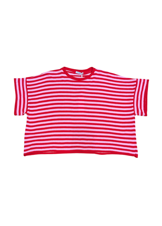 The Edit - Red & Candy Pink Stripe Knit Top