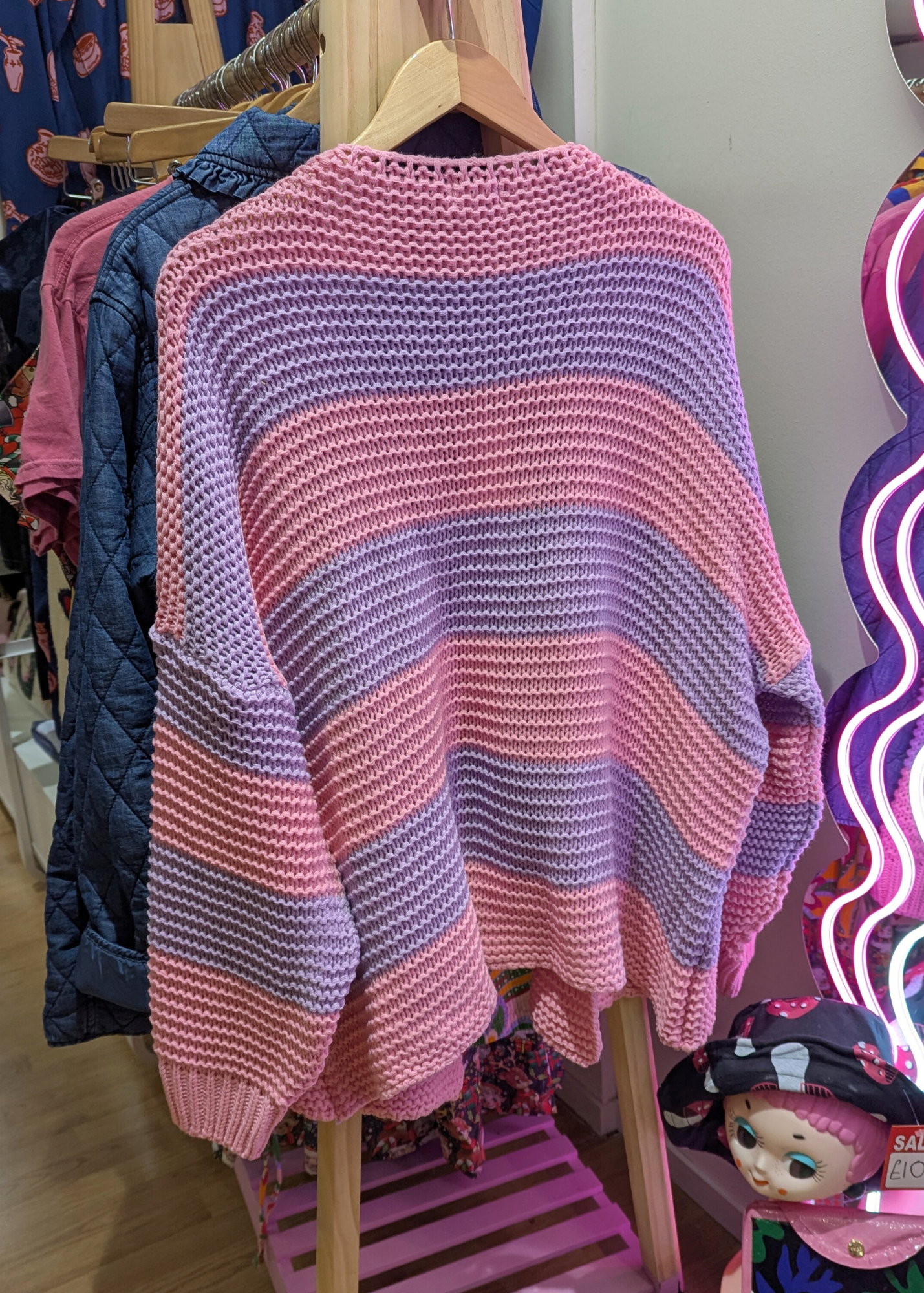 The Edit - Pink & Lilac Striped Knit Cardigan