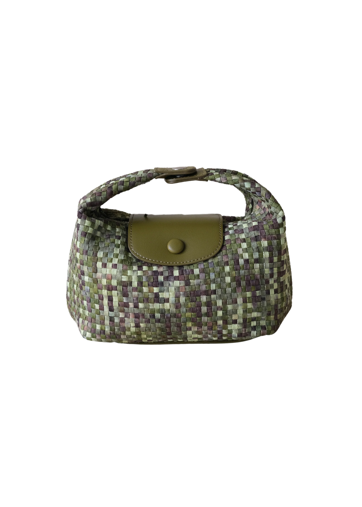 The Edit - Green & Khaki Woven Check Mini Shoulder Bag