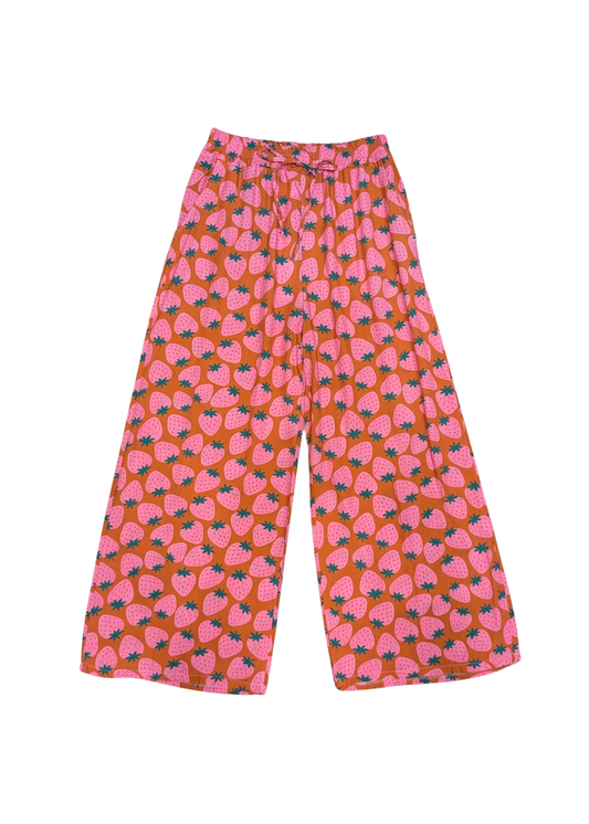 The Edit - Strawberry Print Wide Leg Trousers