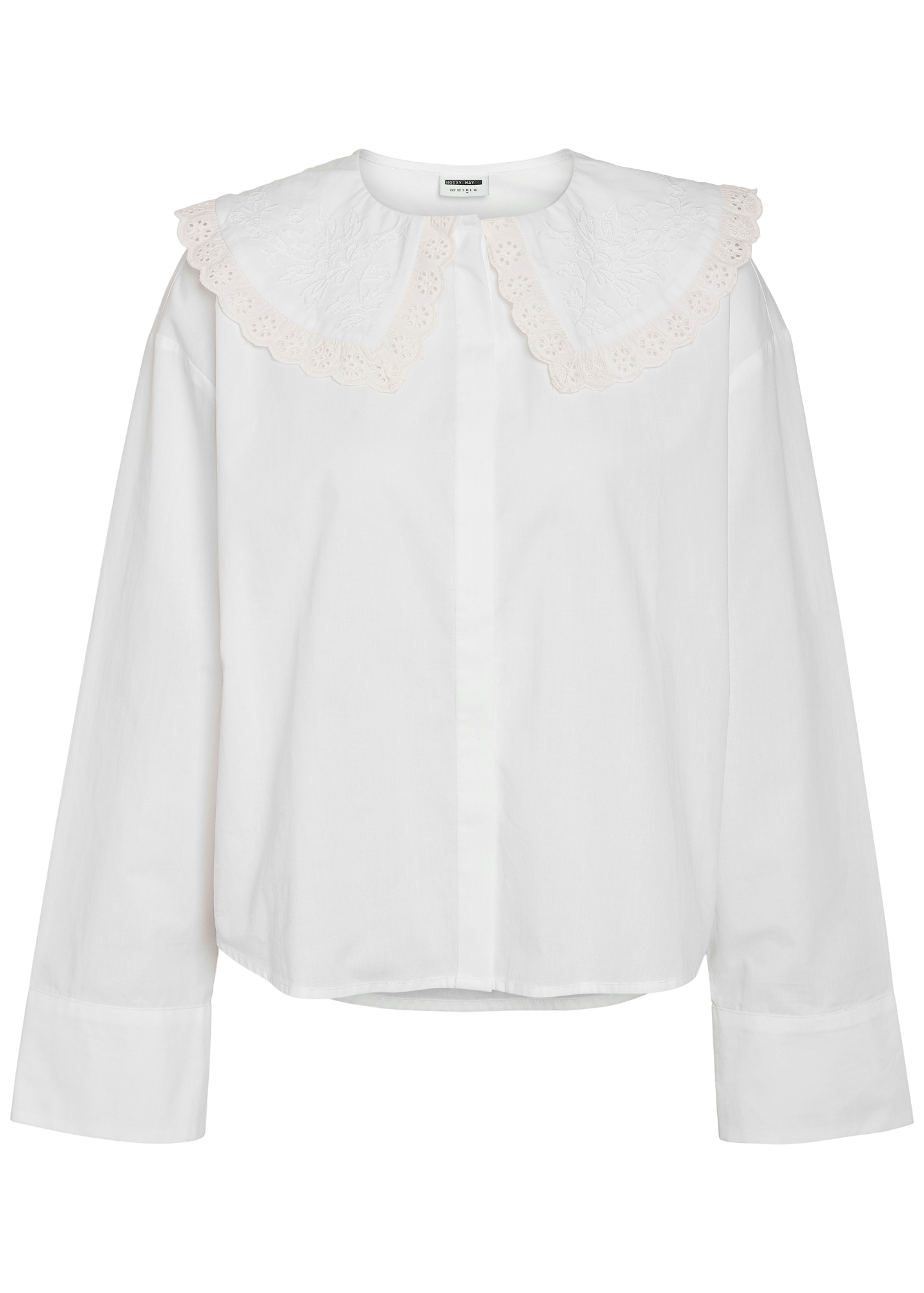 Noisy May - White Blouse with Broderie Anglaise Collar