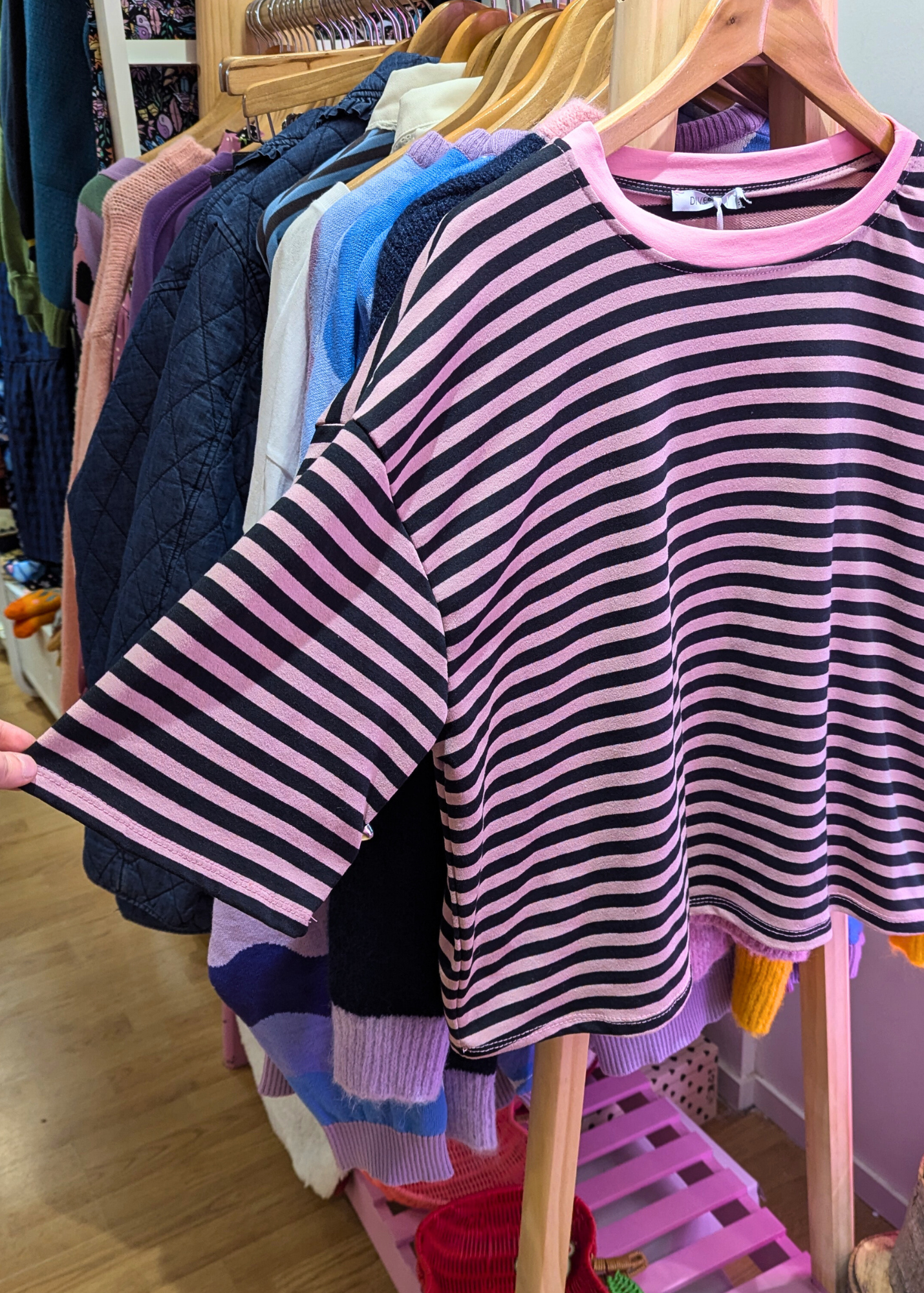 The Edit - Pink and Black Stripe Tee