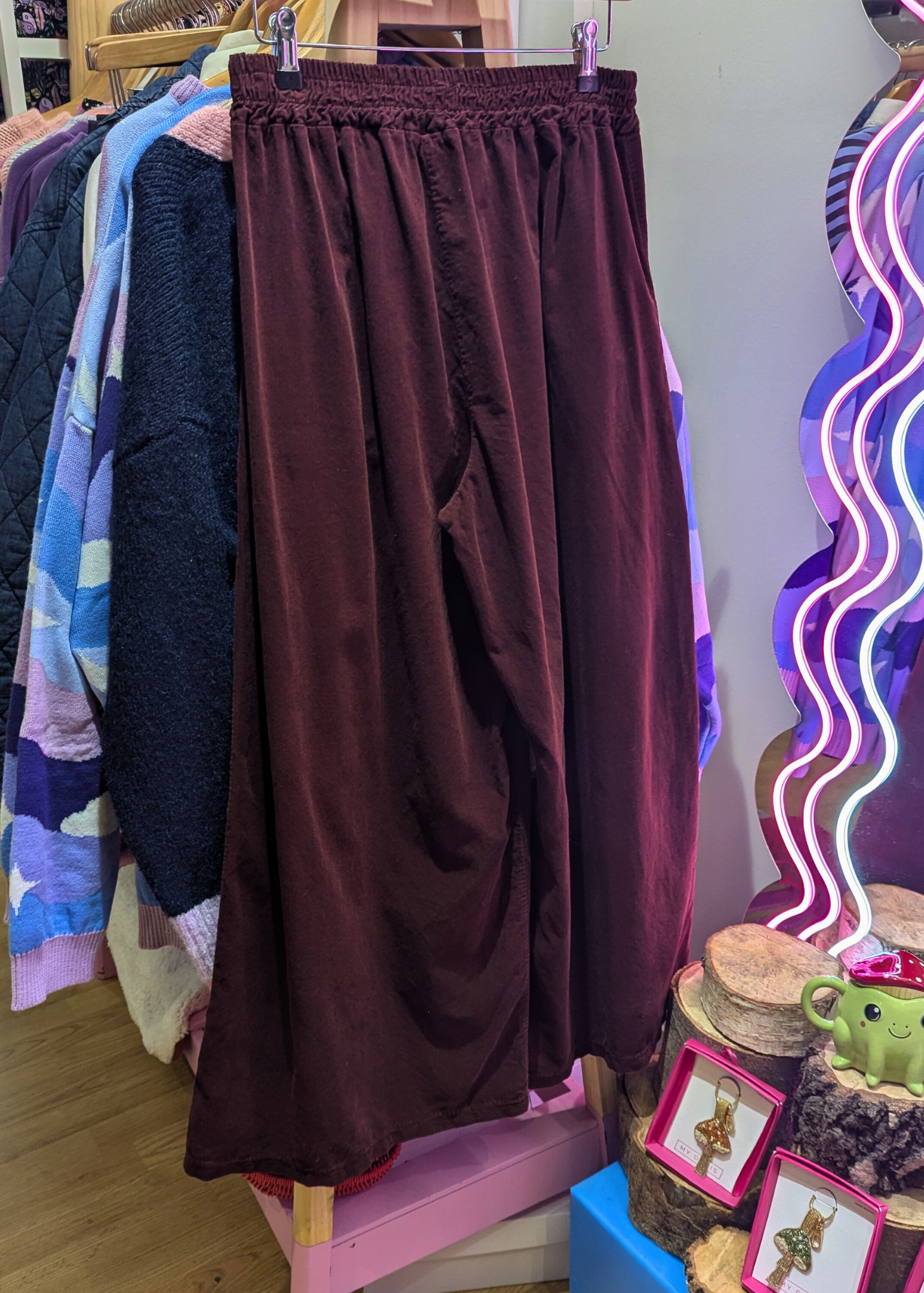 The Edit - Maroon Corduroy Wide Leg Trousers