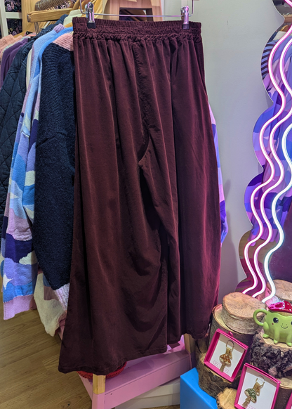 The Edit - Maroon Corduroy Wide Leg Trousers