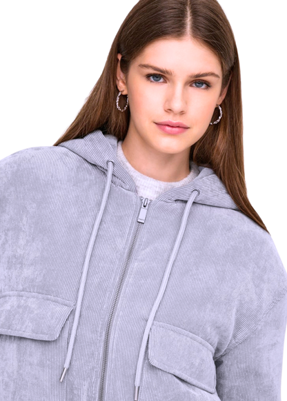 Only - Dusky Lilac Corduroy Quilted Jacket with Hood