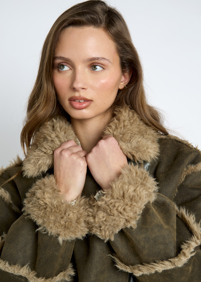 Daisy Street - Suedette Faux Fur Lined Coat