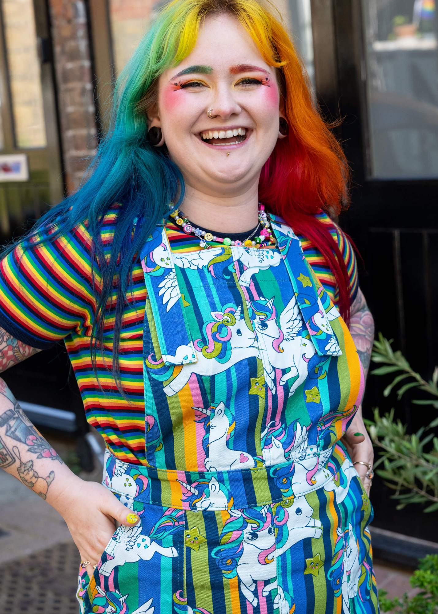 Run & Fly - Unicorn Stripes Stretch Twill Pinafore Dress