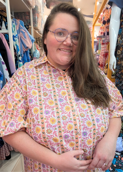 The Edit - Pastel Wallpaper Flower Print Shirt Dress