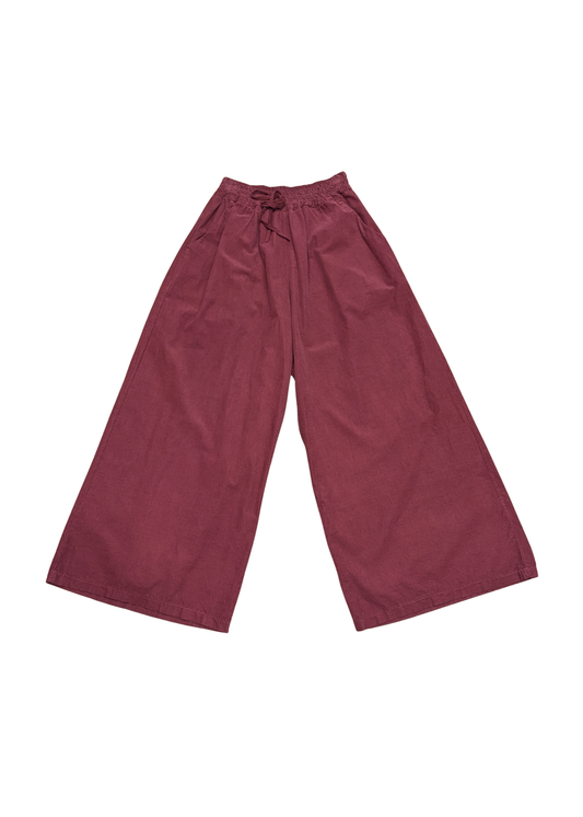 The Edit - Burdundy Corduroy Wide Leg Trousers