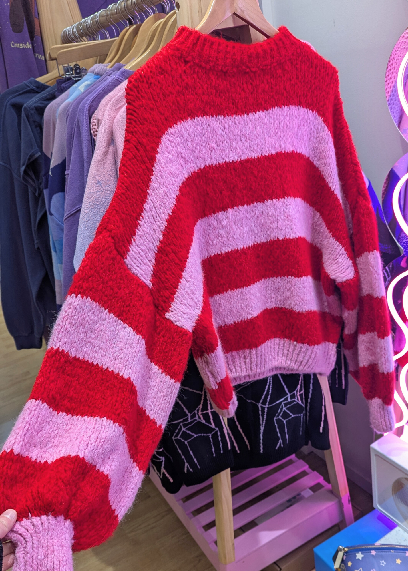 The Edit - Red and Candy Pink Stripe Jumper