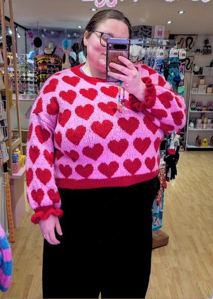 The Edit - Red & Pink Heart Knitted Jumper