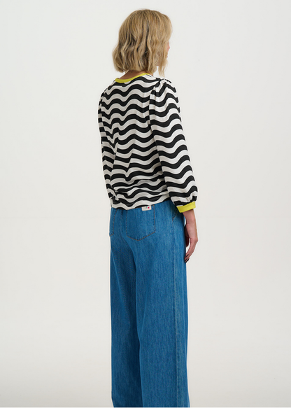 Sugarhill Brighton - Kitty Monochrome Waves Jersey Top