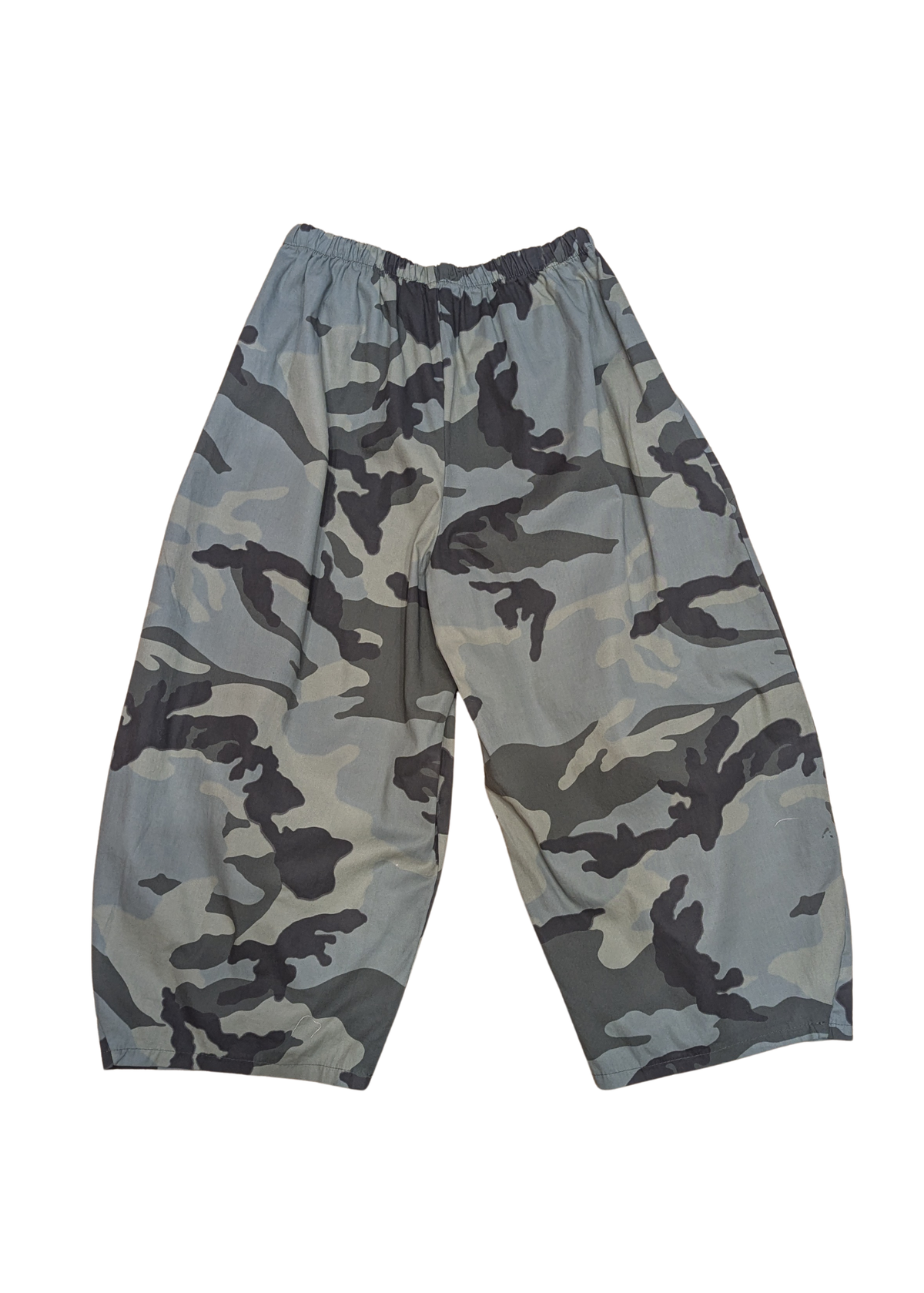 The Edit - Cropped Green Camo Barrel Cocoon Trousers