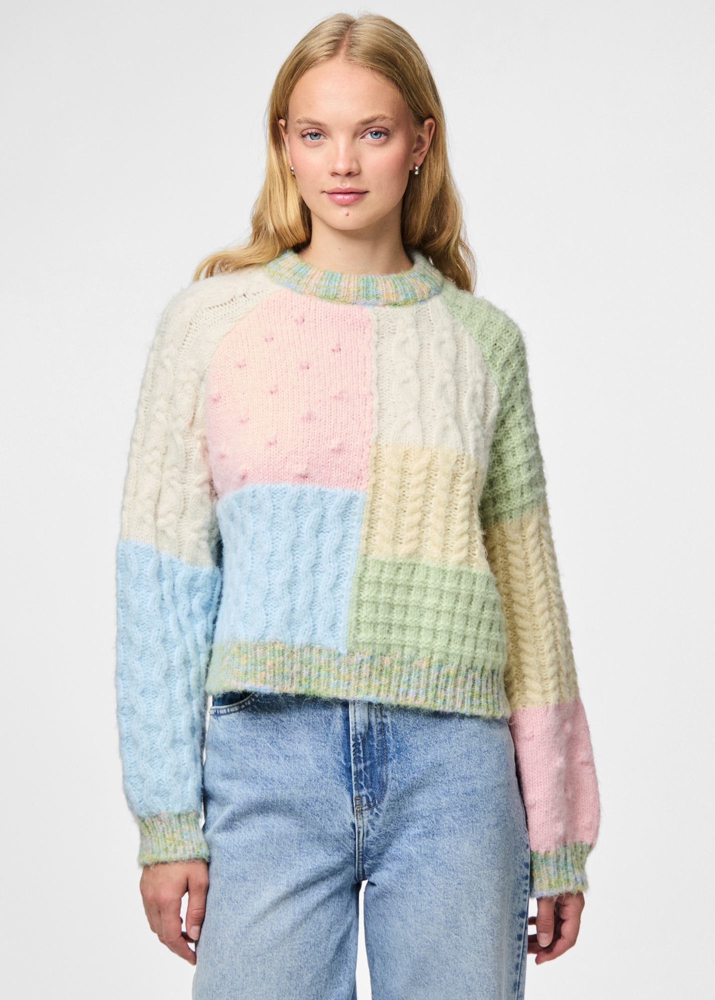 Pieces - Pastel Patchwork Knit Jumper