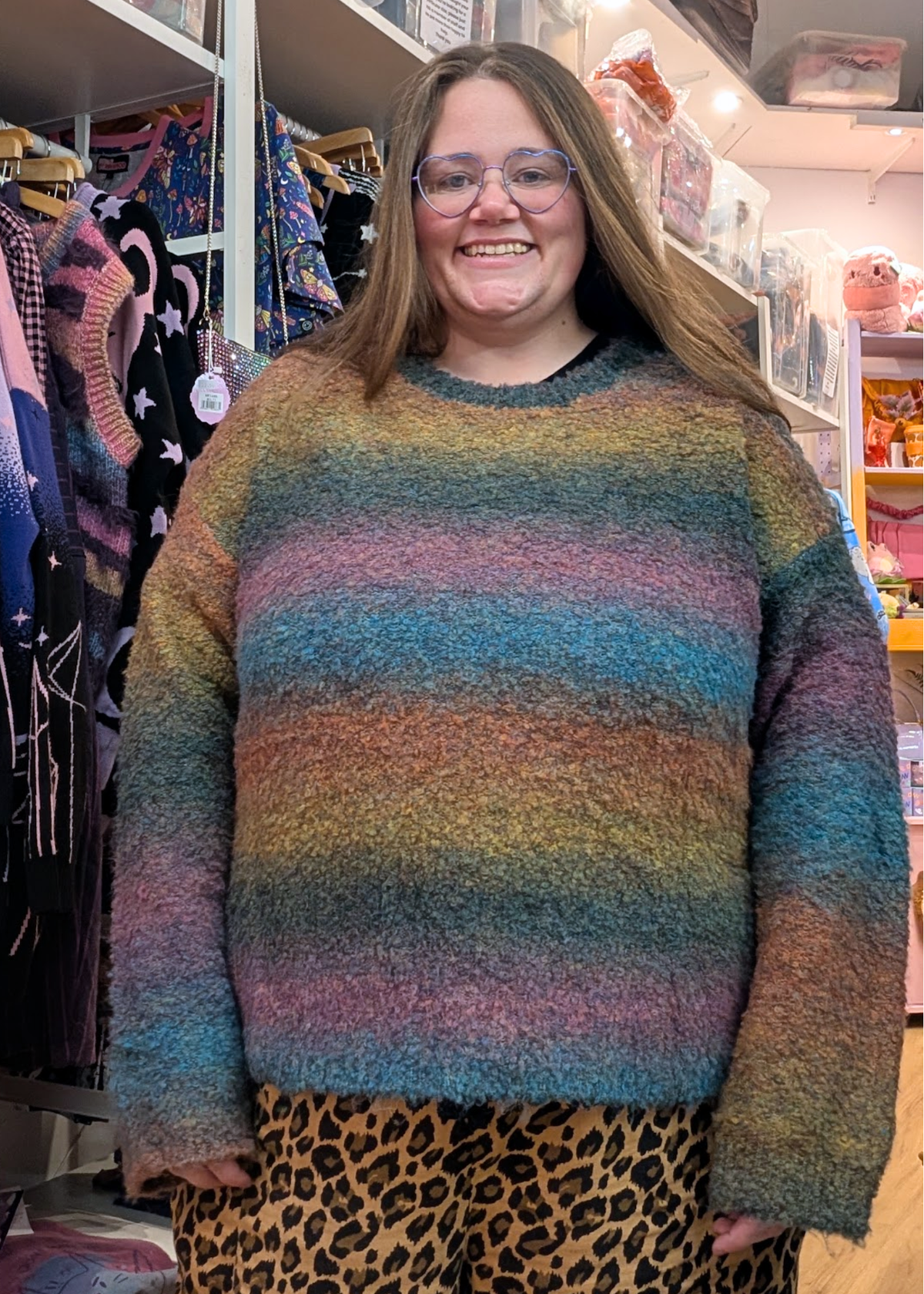 The Edit - Oversized Ombre Rainbow Boucle Knit Jumper