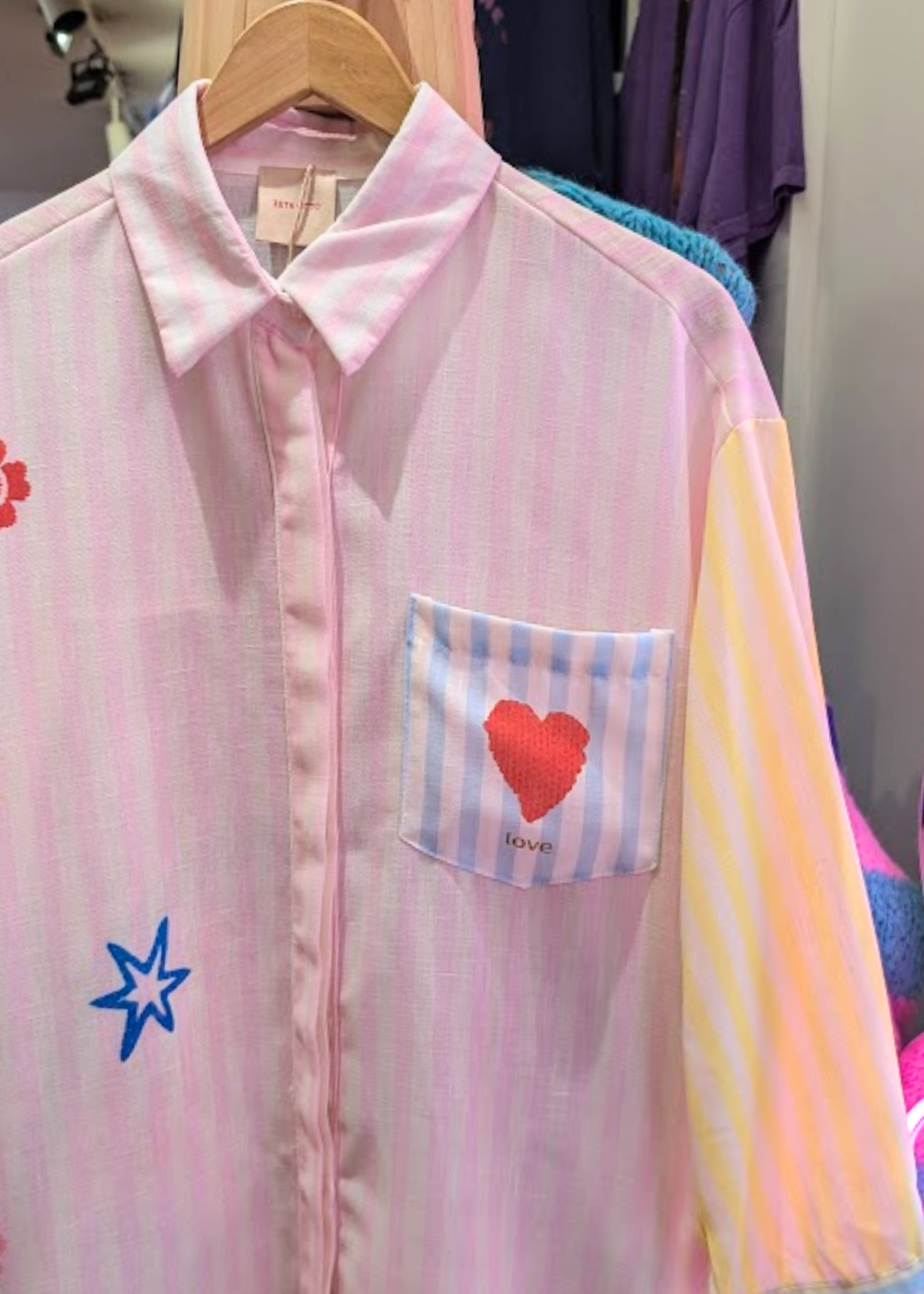 The Edit - Faux Embroidered Pastel Stripe Shirt