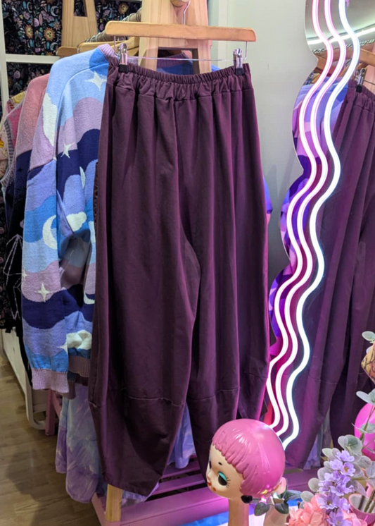 The Edit - Maroon Cropped Cocoon Trousers