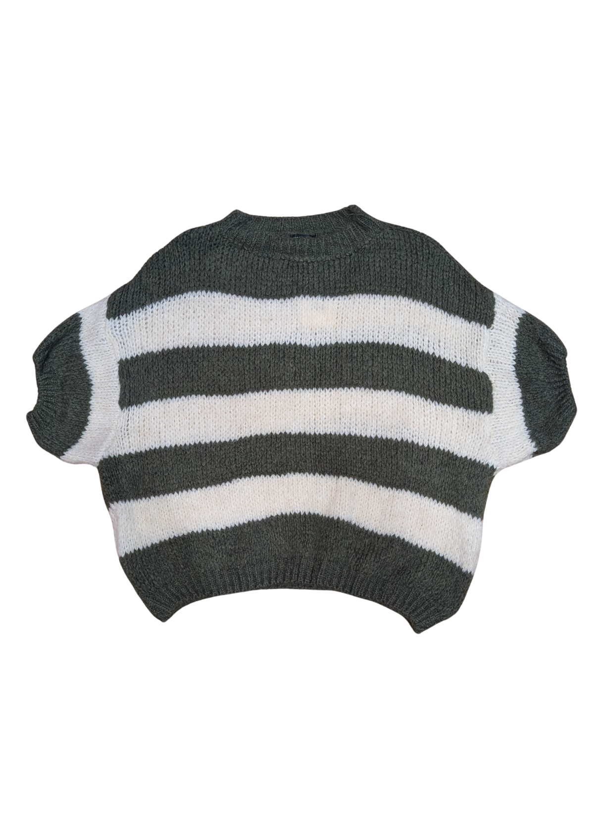 The Edit - Green & White Striped Soft Knit Top