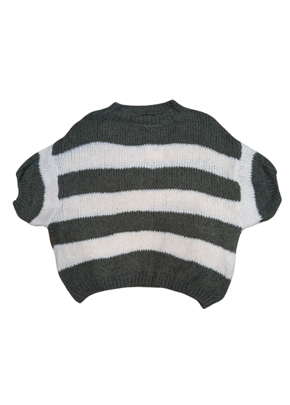 The Edit - Green & White Striped Soft Knit Top