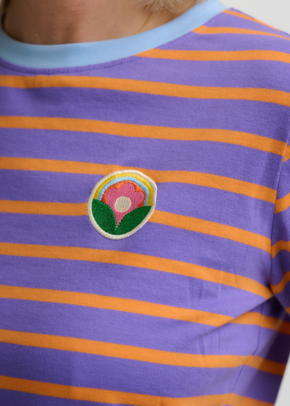 Sugarhill Brighton - Orange and Mauve Striped Maggie T-shirt