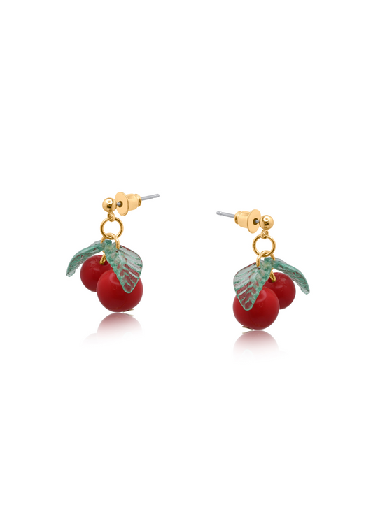 Big Metal London - Small Red Cherry Earrings