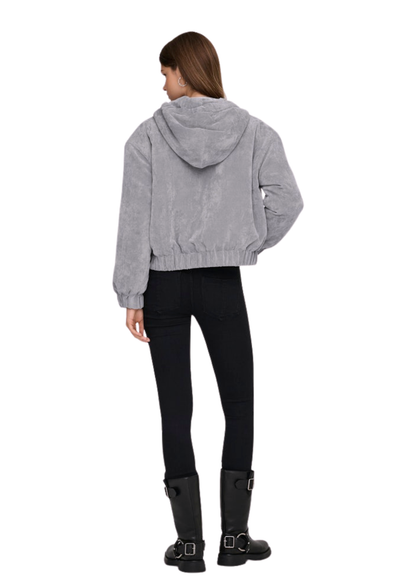 Only - Dusky Lavender Corduroy Quilted Jacket with Hood