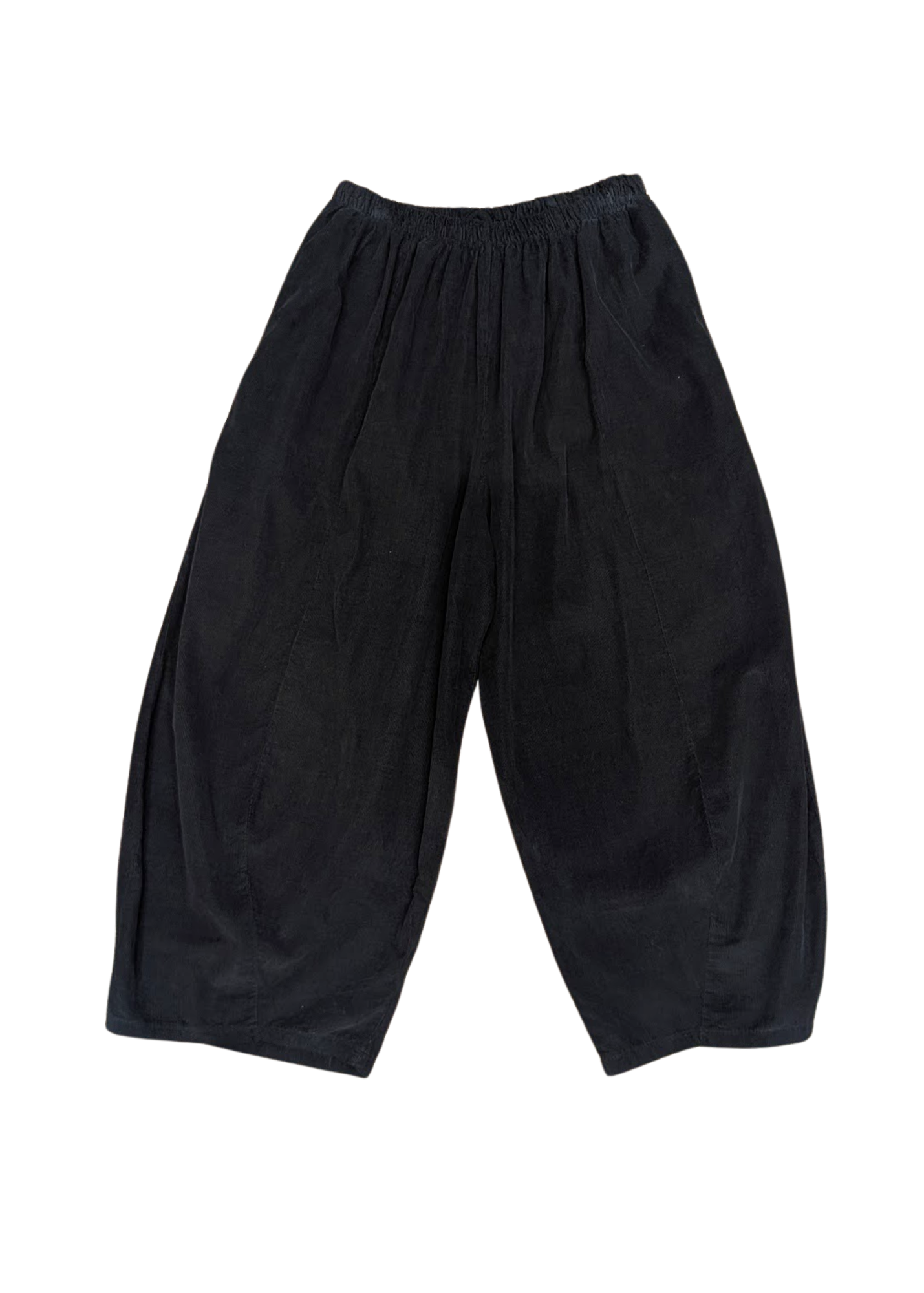 The Edit - Black Corduroy Barrel Cocoon Trousers
