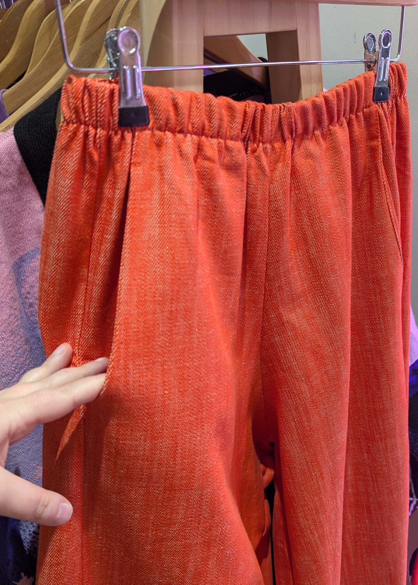 The Edit - Orange Denim Style Cropped Cocoon Joggers