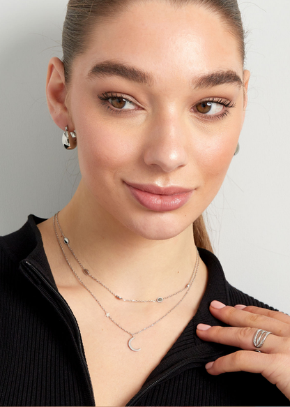 The Edit - Moon & Star Necklace in Silver