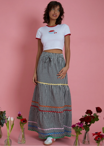 Neon Rose - Maya Rainbow Ric Rac Gingham Skirt