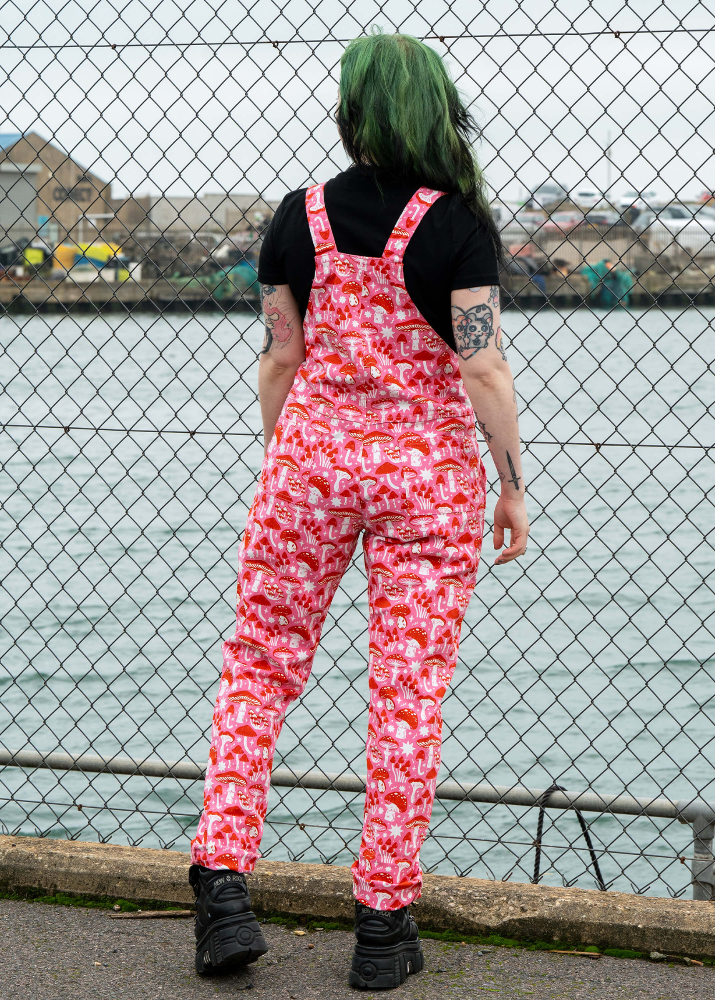 Rebel Romance x Stacey McEvoy-Caunt Mushrooms Stretch Dungarees