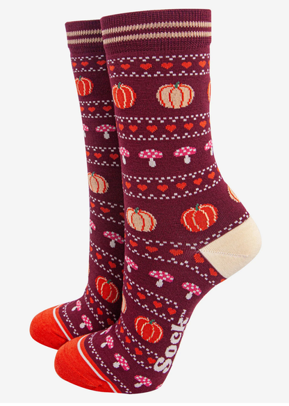 Sock Talk - Pumpkin & Toadstool Bamboo Socks