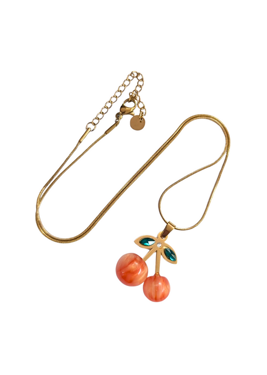 The Edit - Stainless Steel Pearly Cherry Gold Necklace