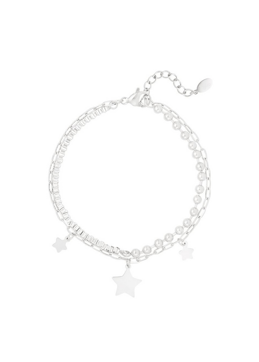 The Edit - Shining Stars Double Bracelet in Silver