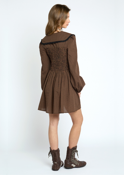 Daisy Street - Fable Brown Check Mini Dress