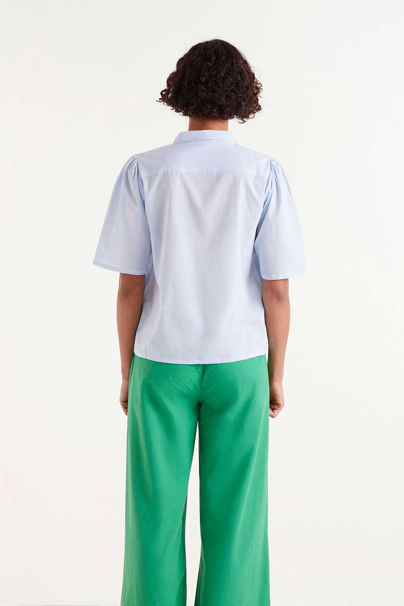 Compañia Fantastica - Blue Flower Embroidered Shirt