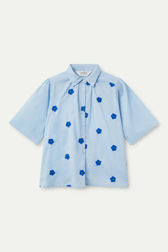 Compañia Fantastica - Blue Flower Embroidered Shirt