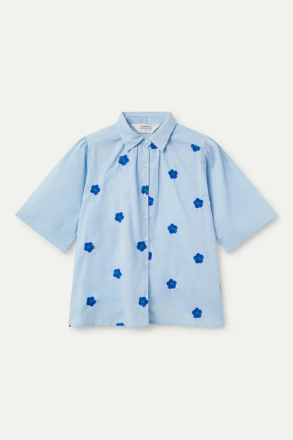 Compañia Fantastica - Blue Flower Embroidered Shirt
