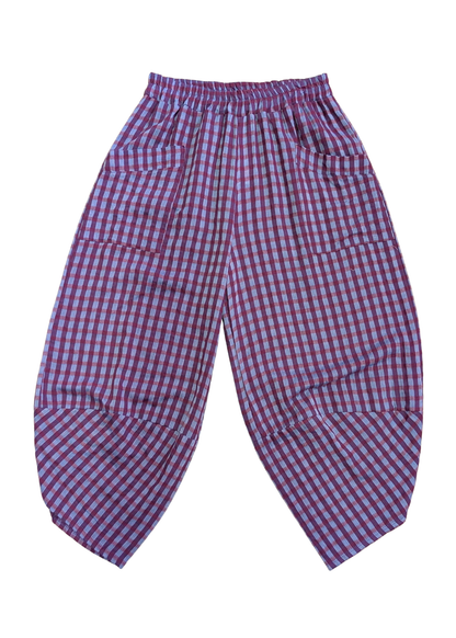 The Edit - Berry & Lavender Gingham Check Barrel Leg Trousers