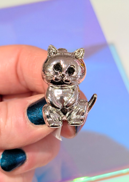The Edit - Silver Cute Kitten Brooch