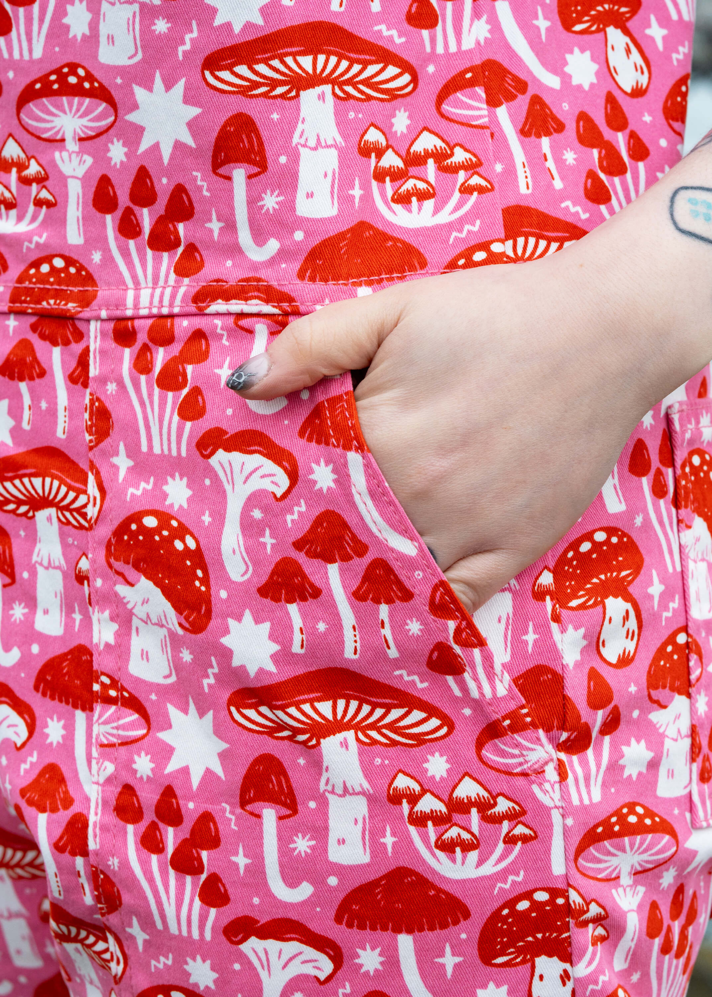 Rebel Romance x Stacey McEvoy-Caunt Mushrooms Stretch Dungarees
