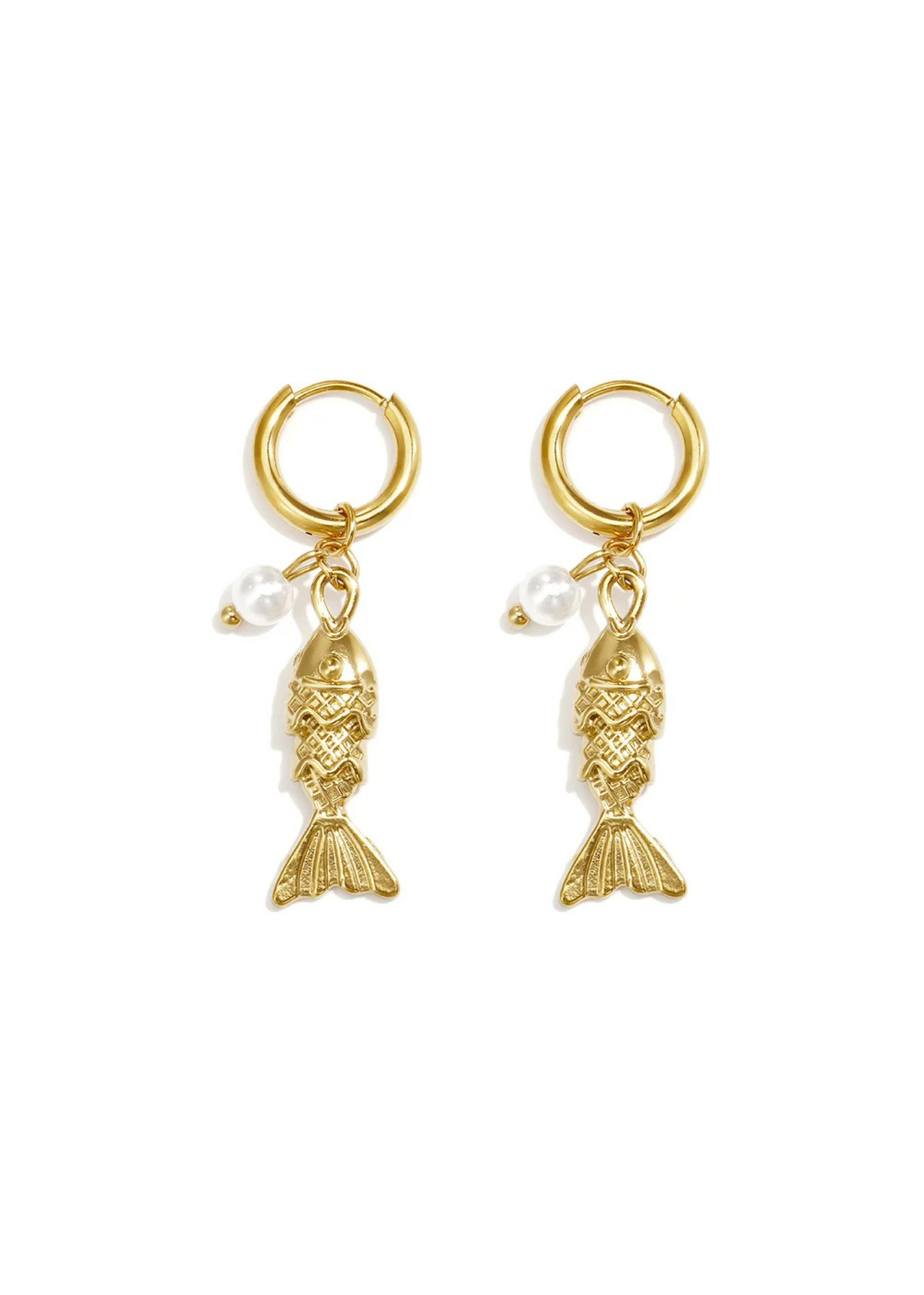 The Edit - Fish Drop Earrings in Gold
